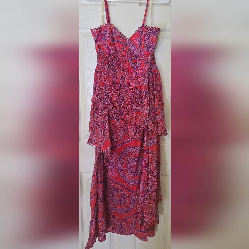 FARM Rio Vibrant Red And Purple Asymmetrical Dress